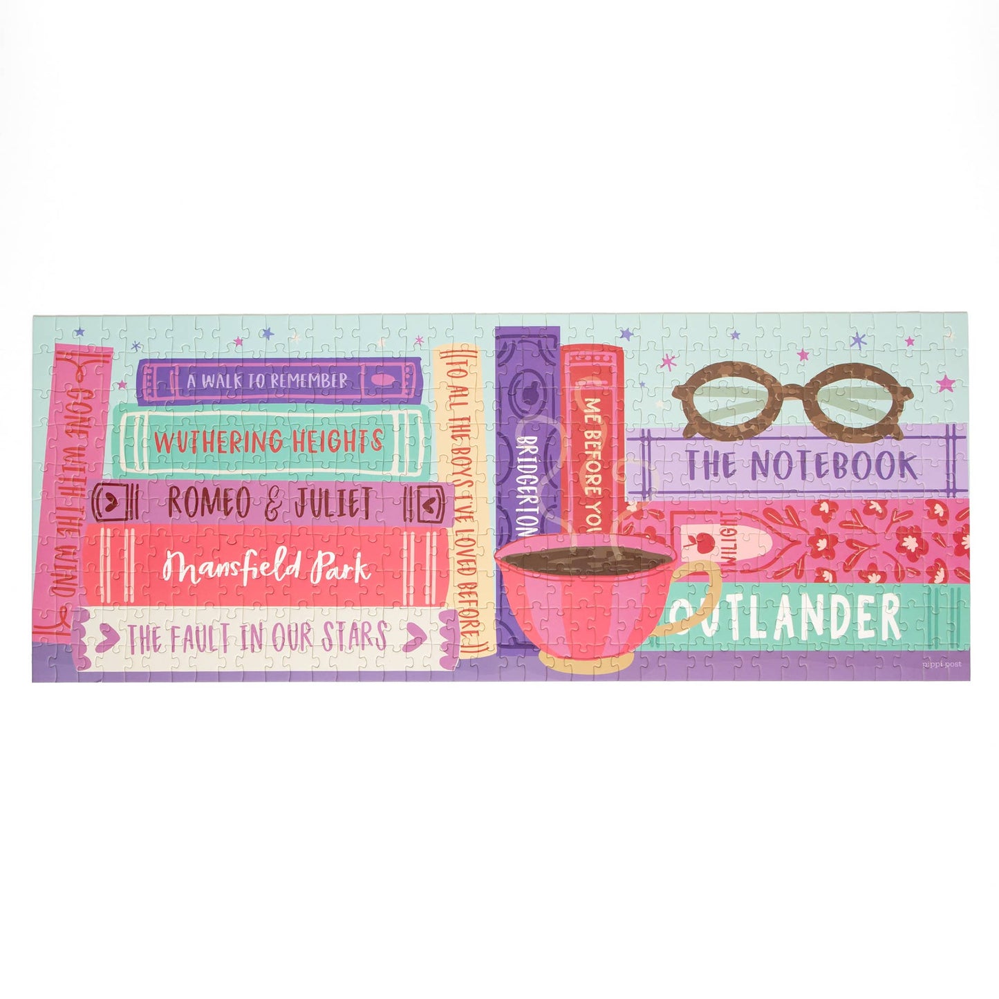 Romance Novels Bookshelf - 400 Piece Panoramic Jigsaw Puzzle